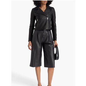 Theory Lambskin Black Leather Moto Jacket